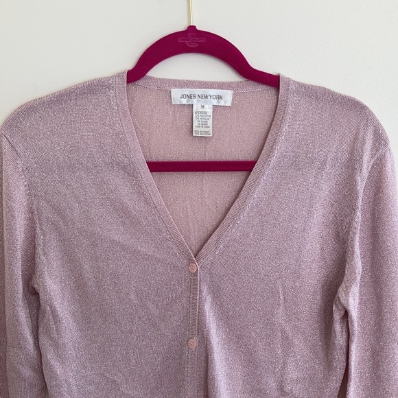 VTG Y2K Womens Cardigan Sz MD Pink Metallic Fairy Coquette Romantic Feminine - Picture 3 of 10